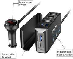 NDDI 120W Car Charger, Cigarette Lighter Splitter USB Car Adapter with QC 3.0 Qu