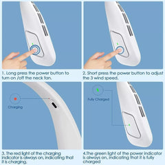 AJVV Portable Bladeless Neck Fan 3 Speeds USB Rechargeable Fan 4000mAh for Men