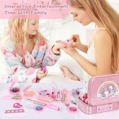 Kids Makeup Set for Girls, Real Washable Non-Toxic Girls Makeup Kit withCos MGEX