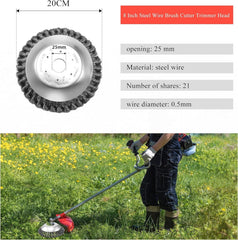 Viabrico strimmer wire brush cutter head, 8 inch steel trimmer with 4pcs ataptor