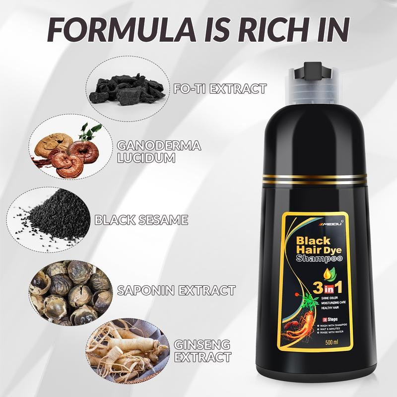 3 in 1 Black Hair Dye Shampoo