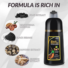 3 in 1 Black Hair Dye Shampoo