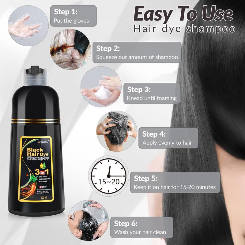 3 in 1 Black Hair Dye Shampoo