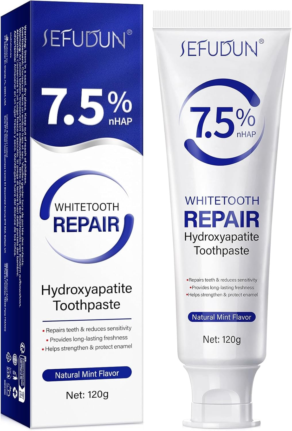 7.5% Hydroxyapatite Toothpaste 2 Pack, Fluoride-Free Nano Hydroxyapatite Toothpa