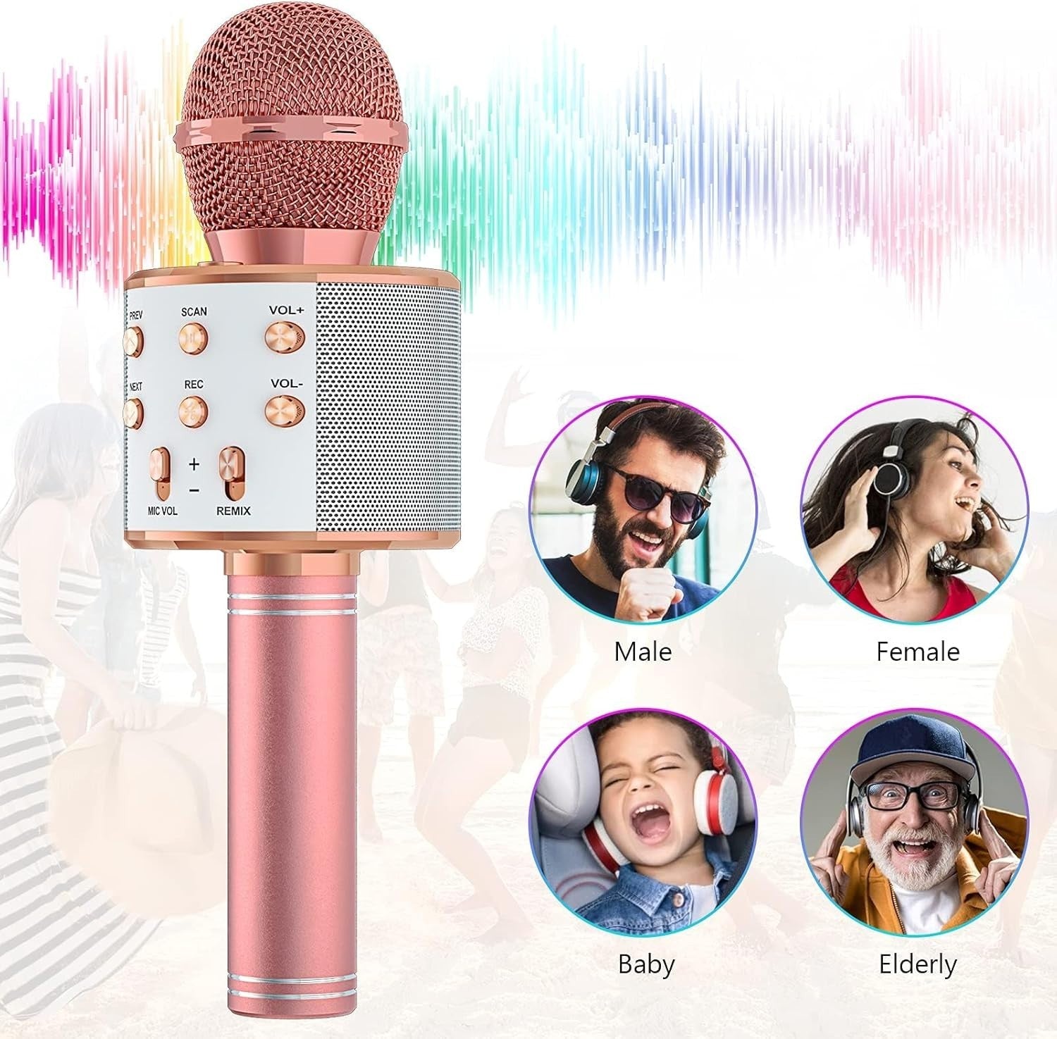 Wowstar Wireless Microphone, Karaoke Bluetooth Microphone for Kids Adults, Porta