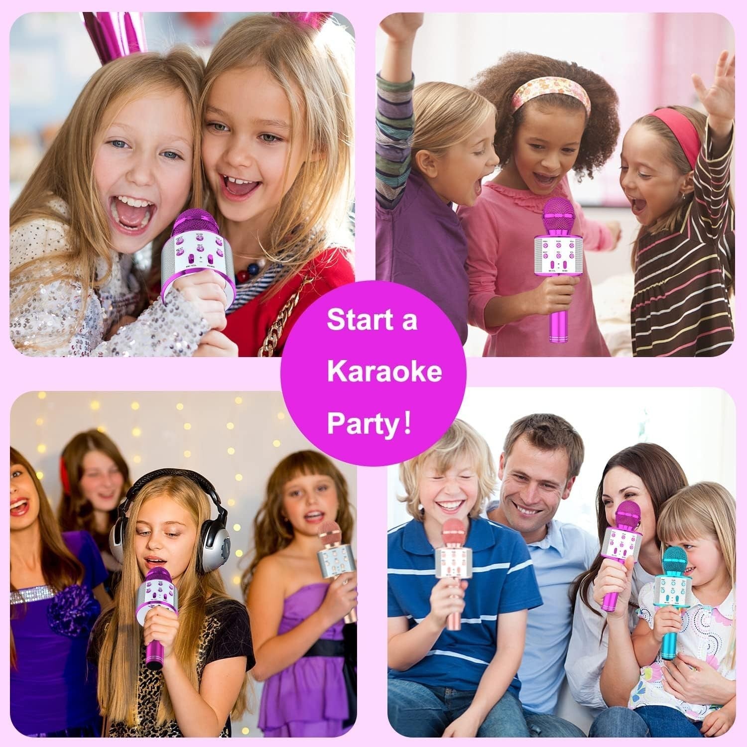 Wowstar Wireless Microphone, Karaoke Bluetooth Microphone for Kids Adults, Porta