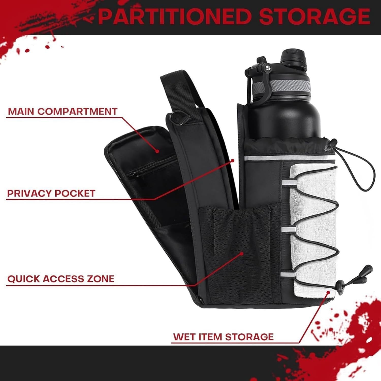 Magnetic Bottle Bag | Fitness Bottle with Phone Holding Sleeve | Portable Leak-P