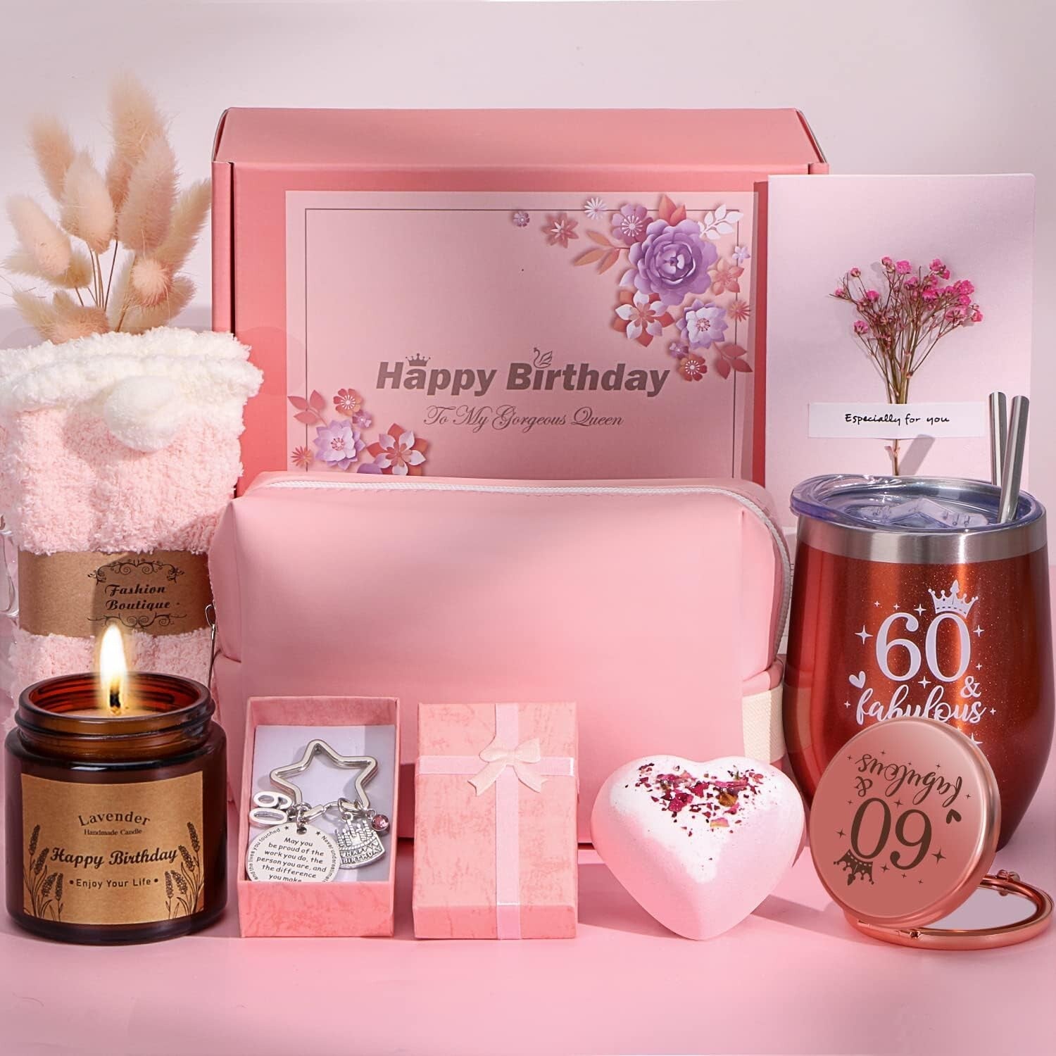 60th Birthday Gifts for Women, Personalised Birthday Hampers for Women TurniA9YB