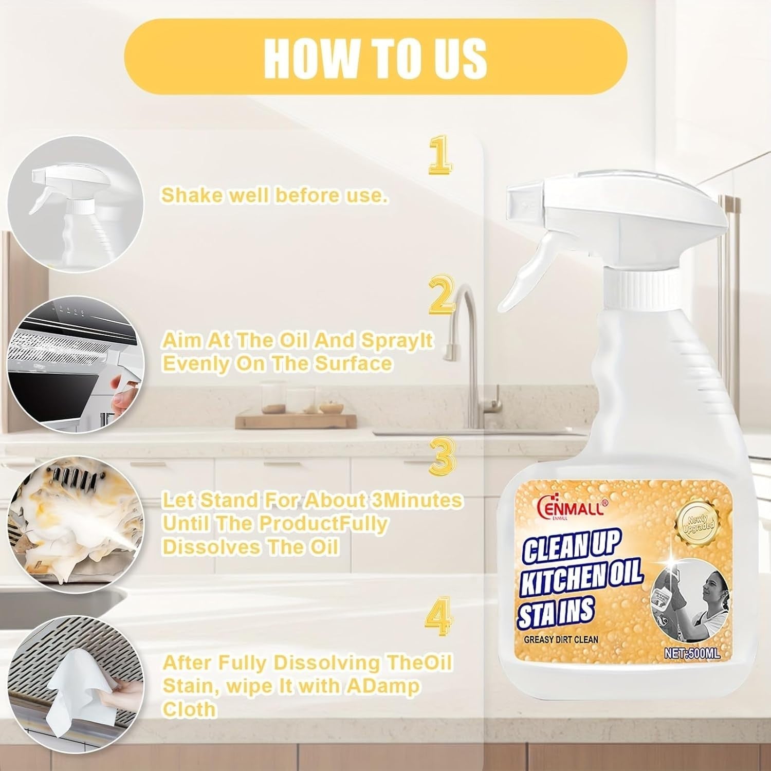 Oven Cleaner Heavy Duty Oven Cleaner Foam Cleaners for BBQ, Grill, Hob & Stoveto