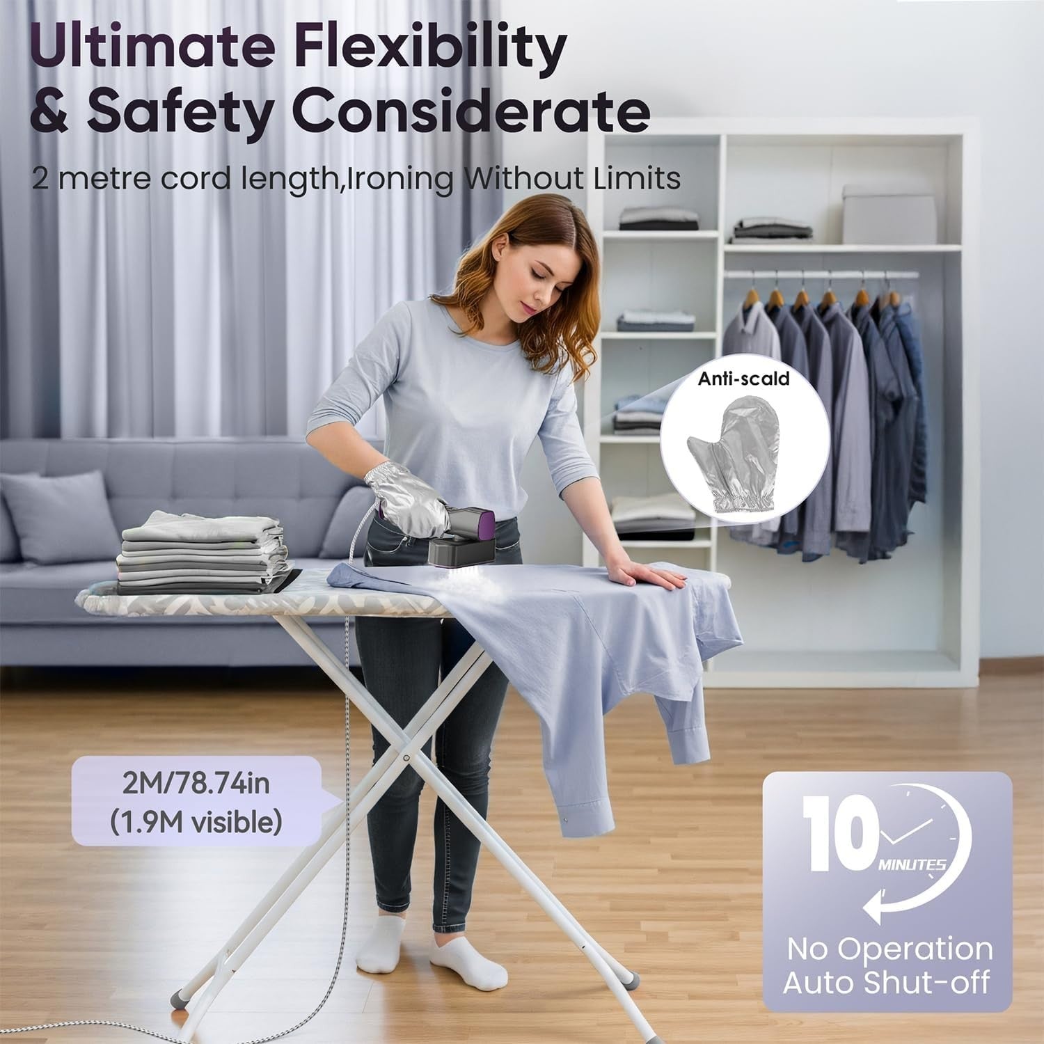 VIWAVE Clothes Steamer Handheld,100-240V Dual Voltage Travel Steamer for Clothes