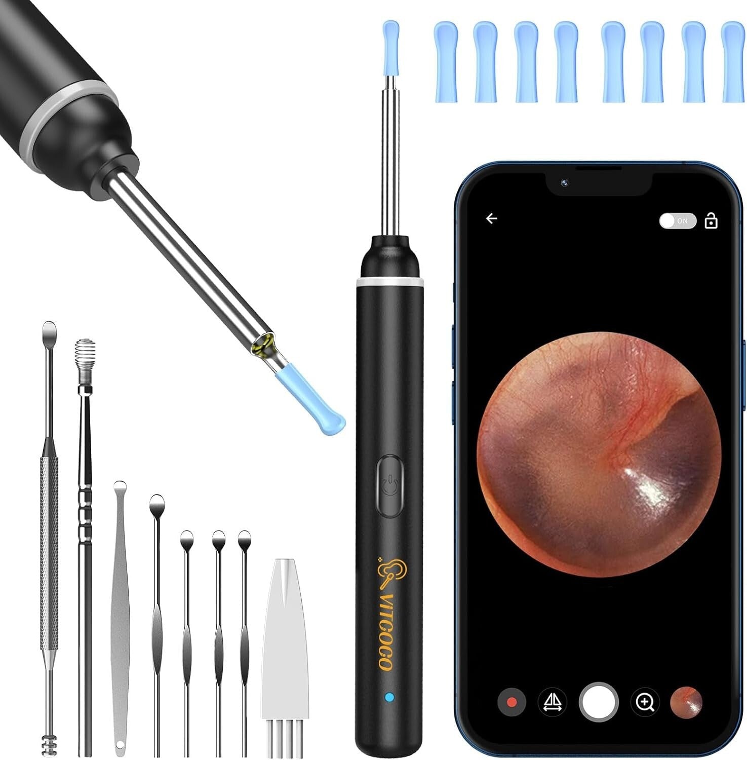 VITCOCO Ear Wax Removal Kit, 1920P HD Ear Cleaner with Camera Ear Wax Remover IL