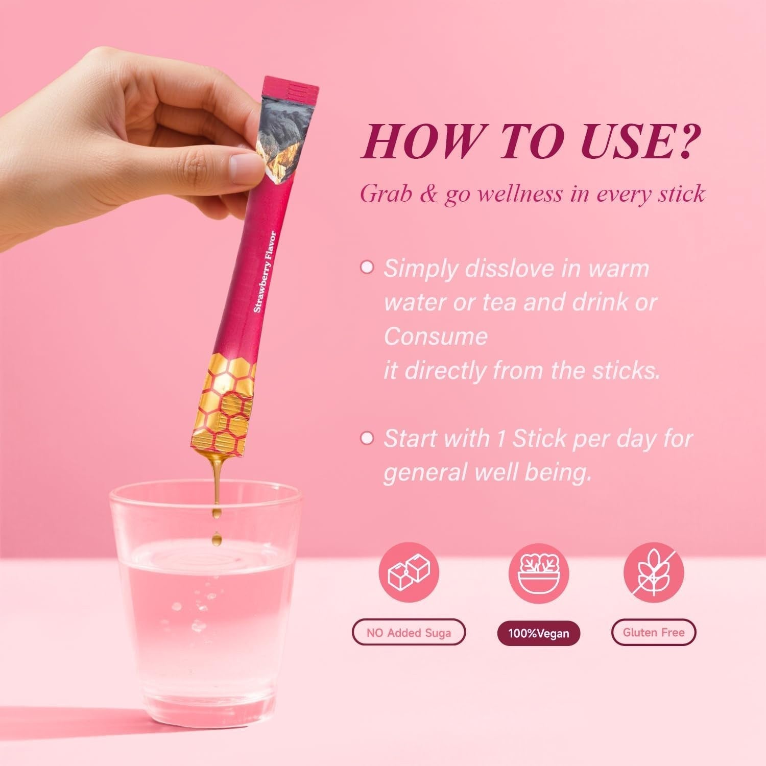 Shilajit Honey Sticks for Women - Strawberry Flavor | Hormone Balance & Natural