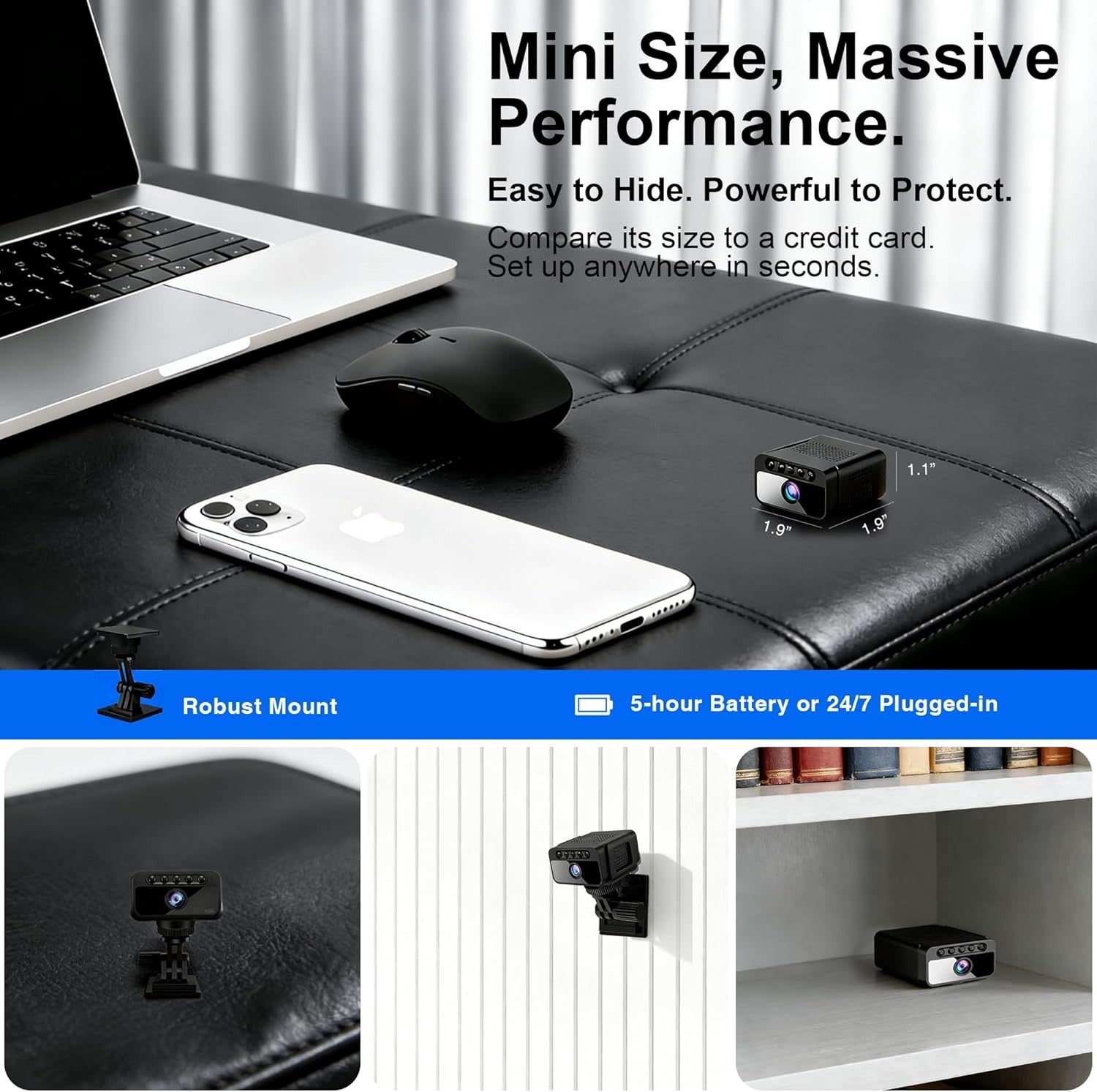 AOBOCAM Mini Camera 4K, Compact WiFi Camera Small Indoor Camera with Night V