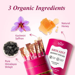 Shilajit Honey Sticks for Women - Strawberry Flavor | Hormone Balance & Natural
