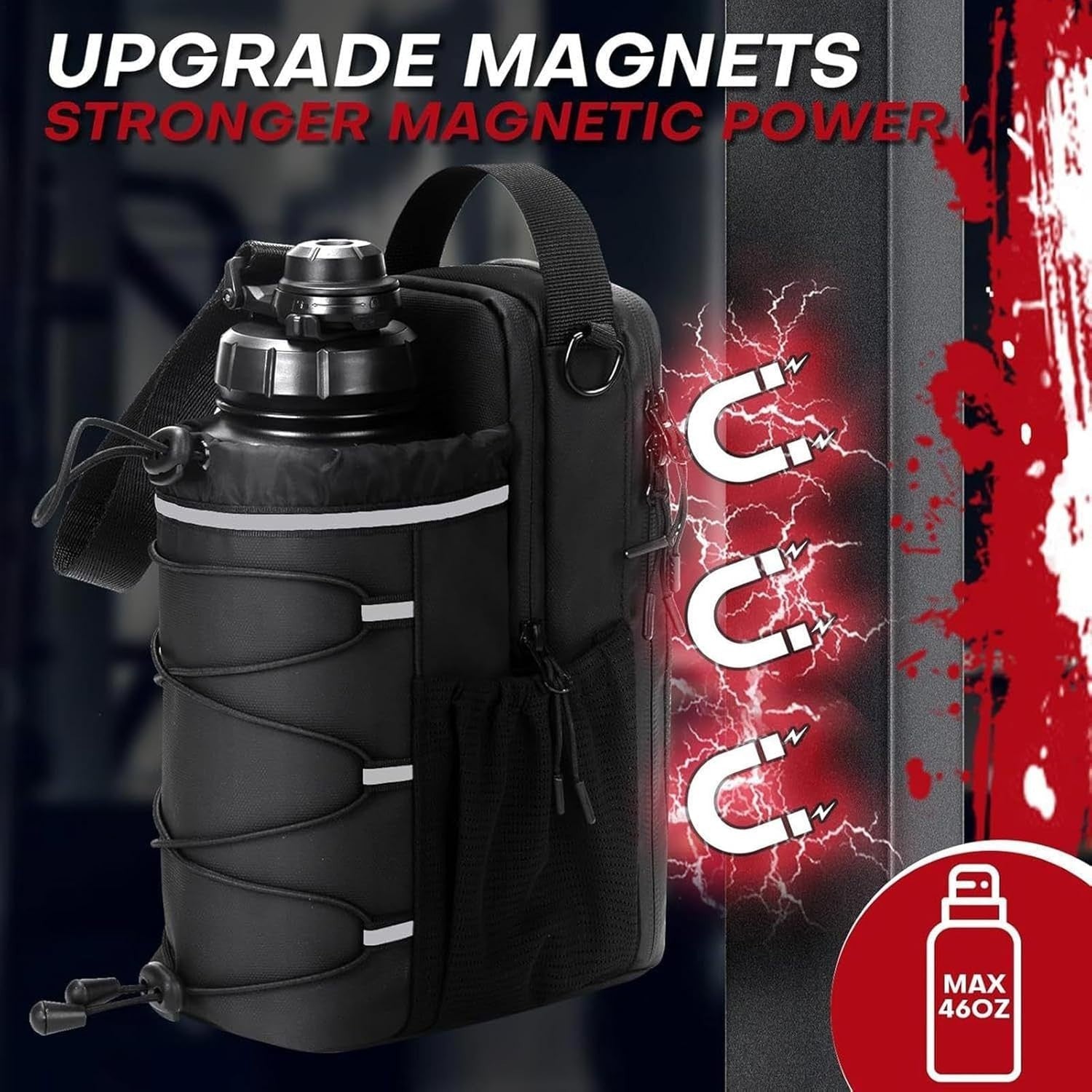 Magnetic Bottle Bag | Fitness Bottle with Phone Holding Sleeve | Portable Leak-P