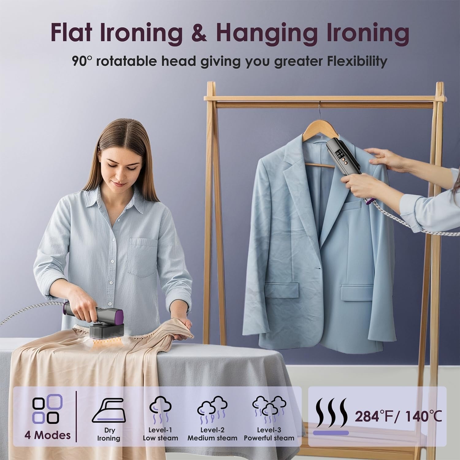 VIWAVE Clothes Steamer Handheld,100-240V Dual Voltage Travel Steamer for Clothes