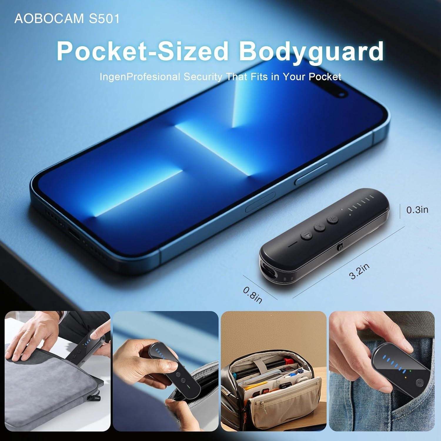 AOBOCAM Spy Hidden Camera Detector, GPS Tracker & Bug Detector, AI-Powered Anti