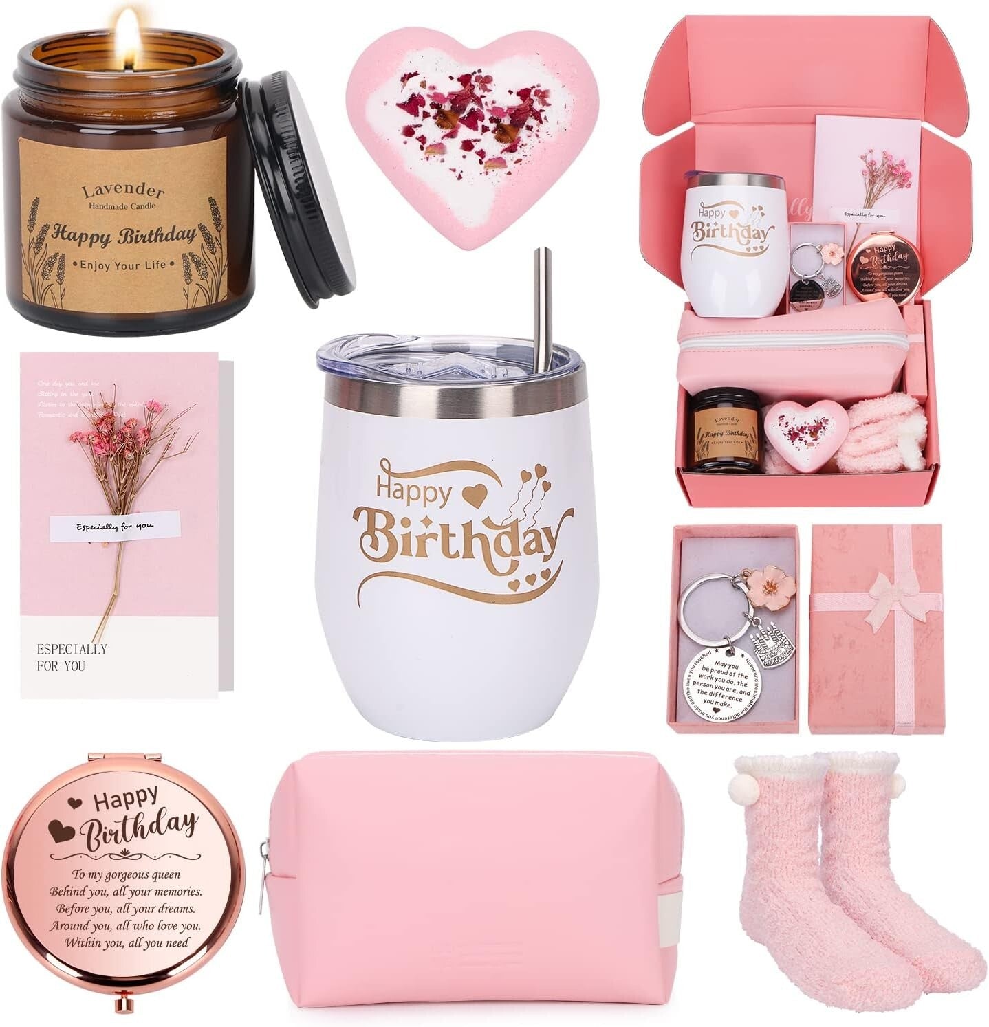 Birthday Gifts for Women, Unique Happy Birthday Hampers Pamper Gift Box for 203T