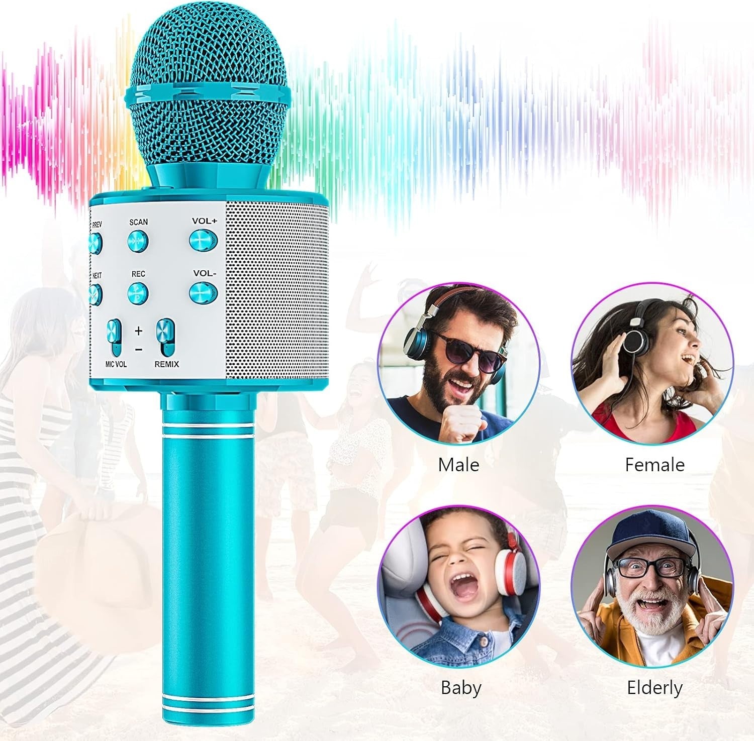 Wowstar Wireless Microphone, Karaoke Bluetooth Microphone for Kids Adults, Porta