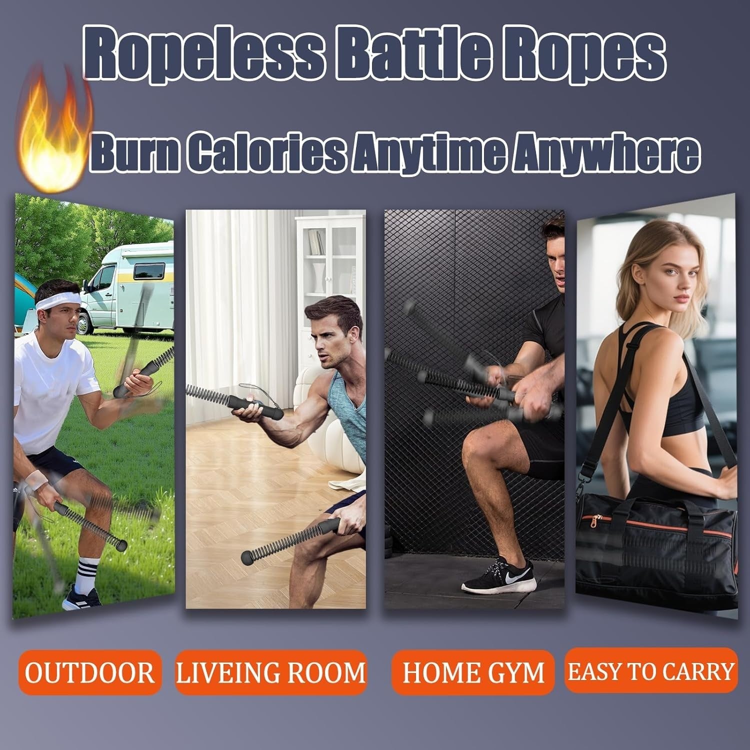 Upgrade 2nd Generation Weighted Ropeless Battle Ropes for Home Gym | Portable Co