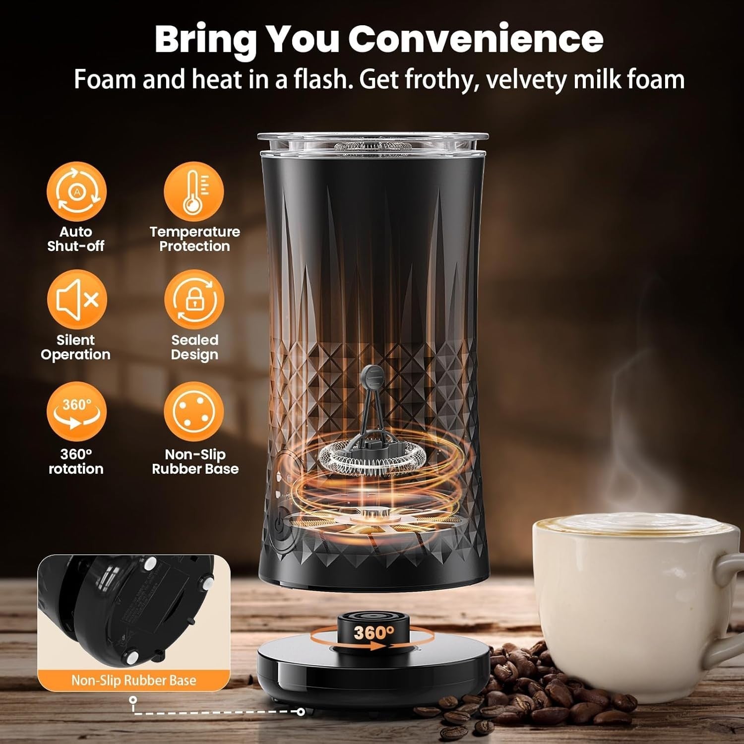 VIWAVE Milk Frother Electric,4 in 1 Automatic Milk Frother, Hot&Cold Milk Foamer