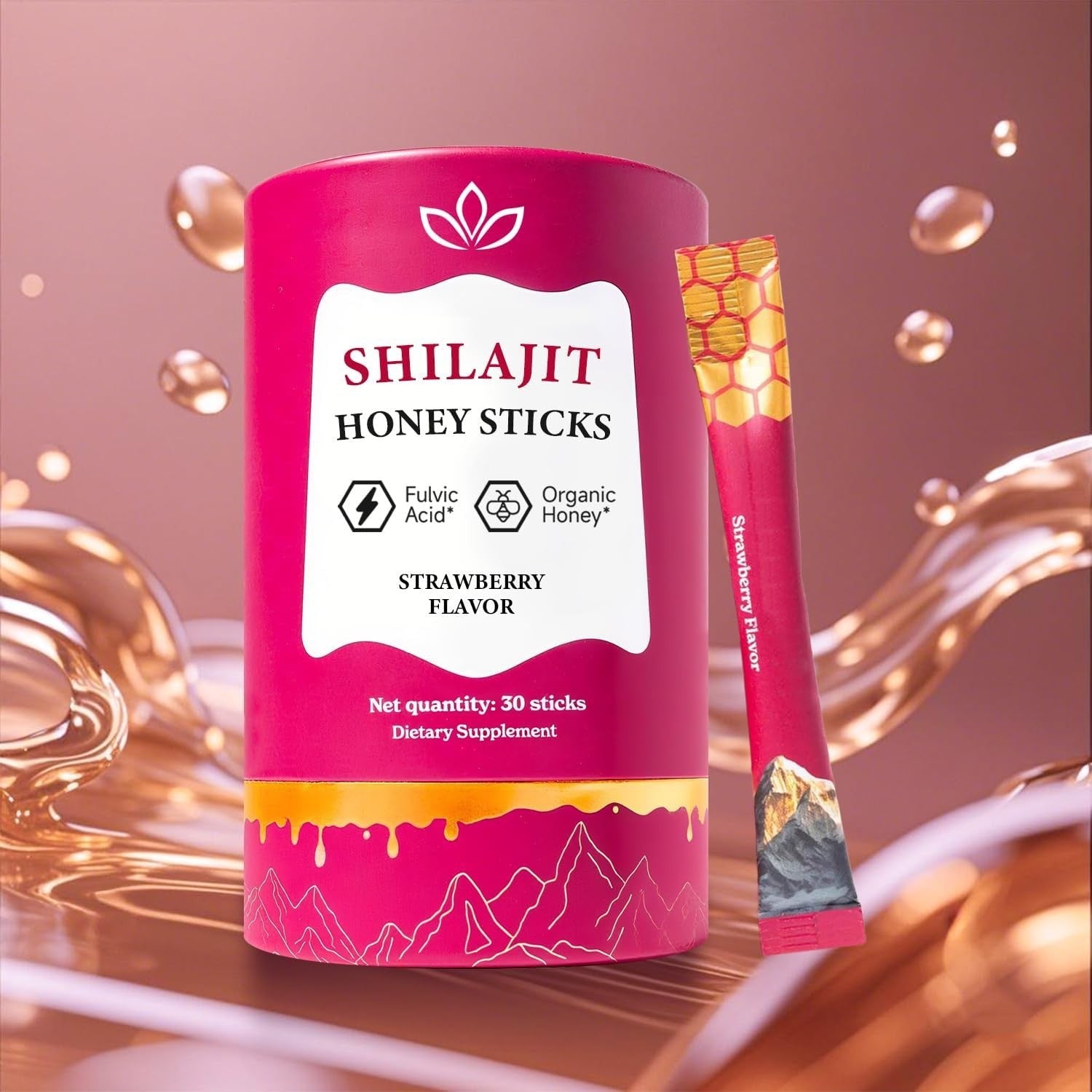 Shilajit Honey Sticks for Women - Strawberry Flavor | Hormone Balance & Natural