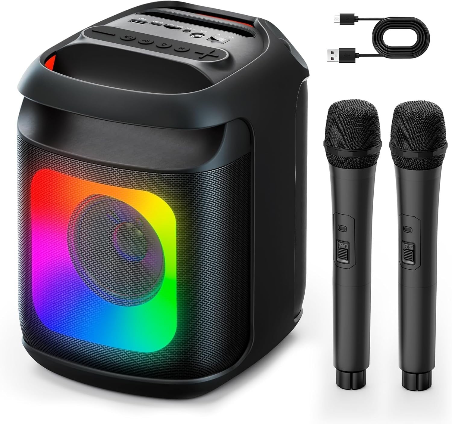 Karaoke Machine 2 Microphones: Portable Karaoke Machine for Adults Kids - Blueto