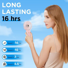 Lepwings Portable Mini Handheld Fan - Rechargeable Neck Hanging Fans with 16-Hou