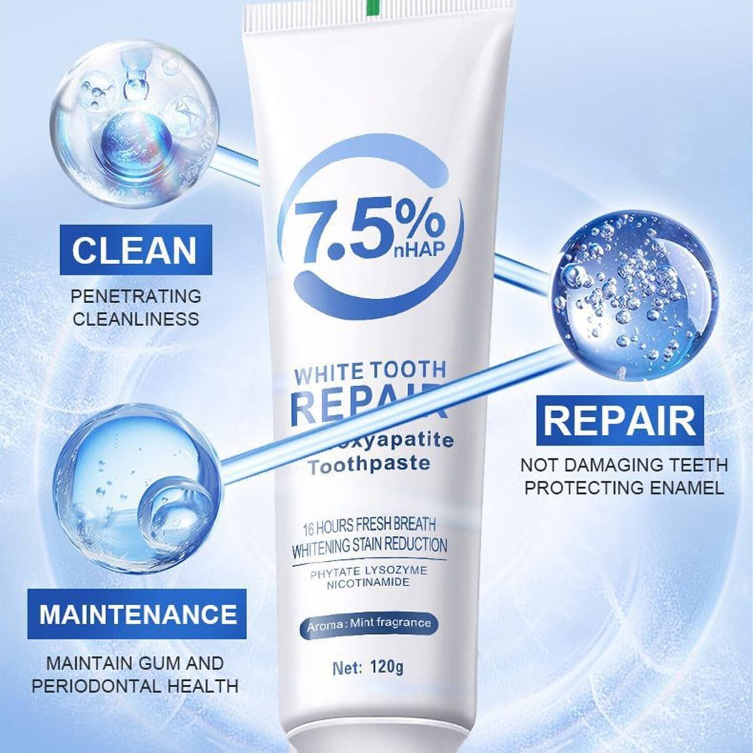 2Pcs Hydroxyapatite Toothpaste,Hydroxyapatite Toothpaste 7.5,Fluoride-Free Ename