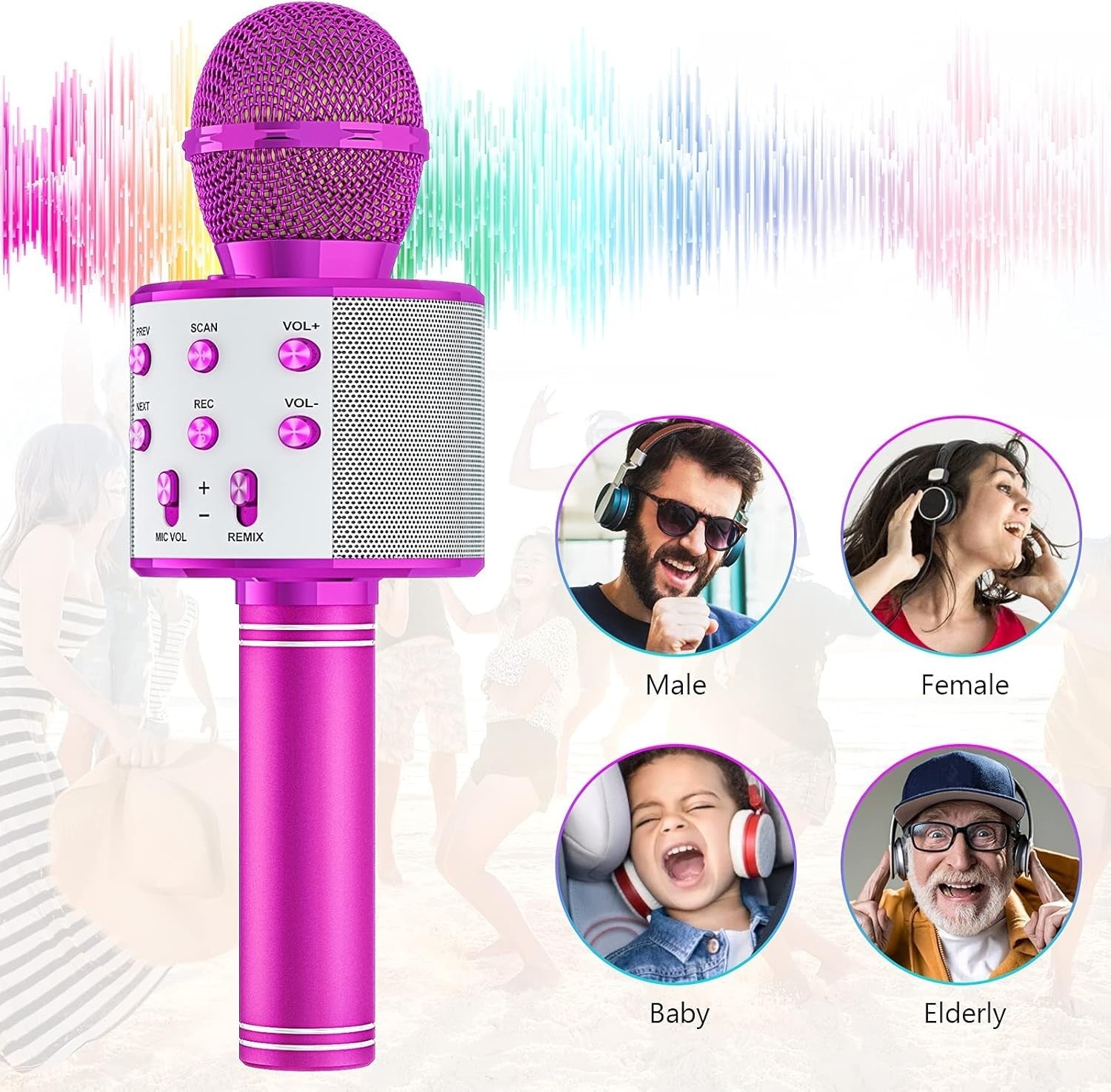 Wowstar Wireless Microphone, Karaoke Bluetooth Microphone for Kids Adults, Porta
