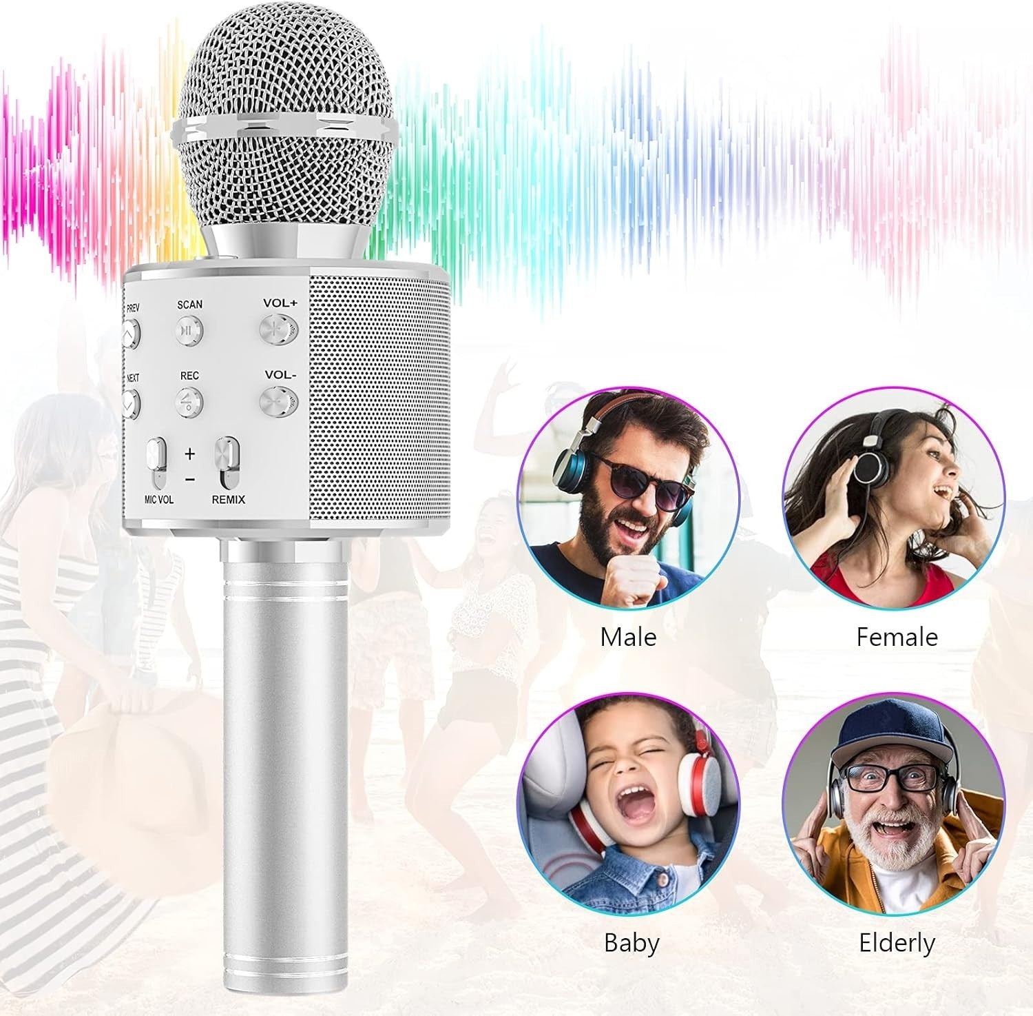 Wowstar Wireless Microphone, Karaoke Bluetooth Microphone for Kids Adults, Porta