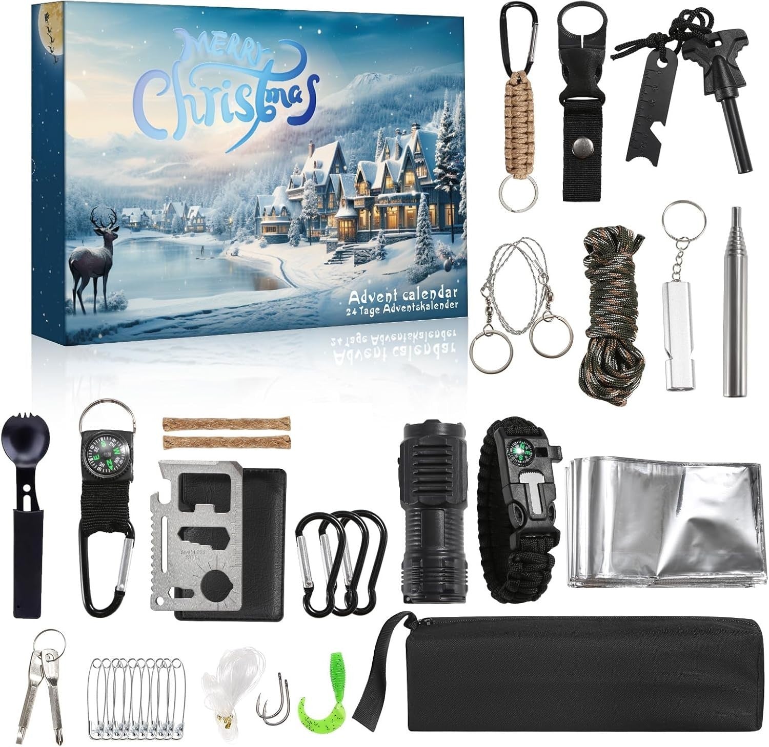 24-in-1 Survival Gear Kit Emergency Tool Set Outdoor Summer Camping Hiking Gift