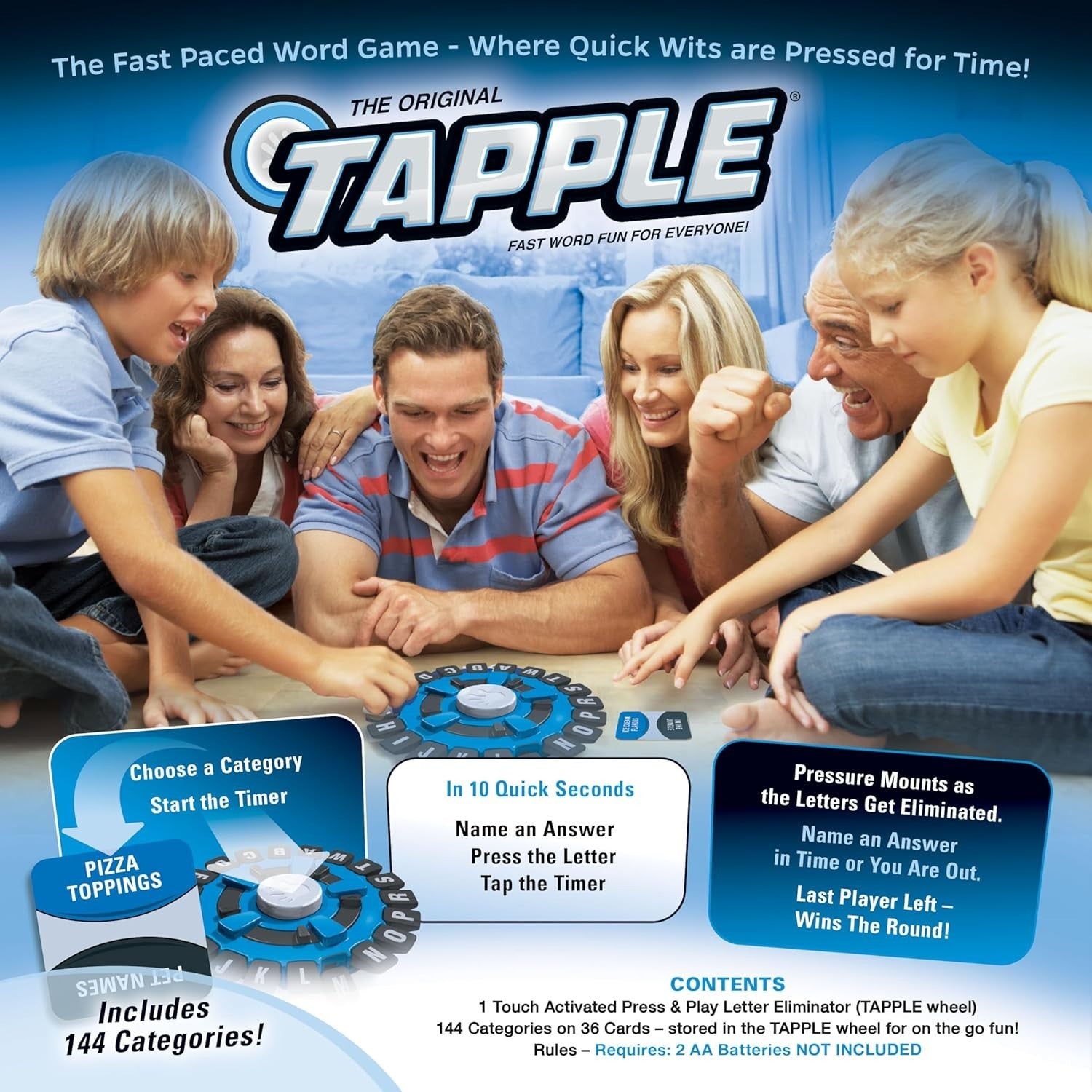 The Original TAPPLE, The Fast-Paced Family Board Game, Choose a Category & Race