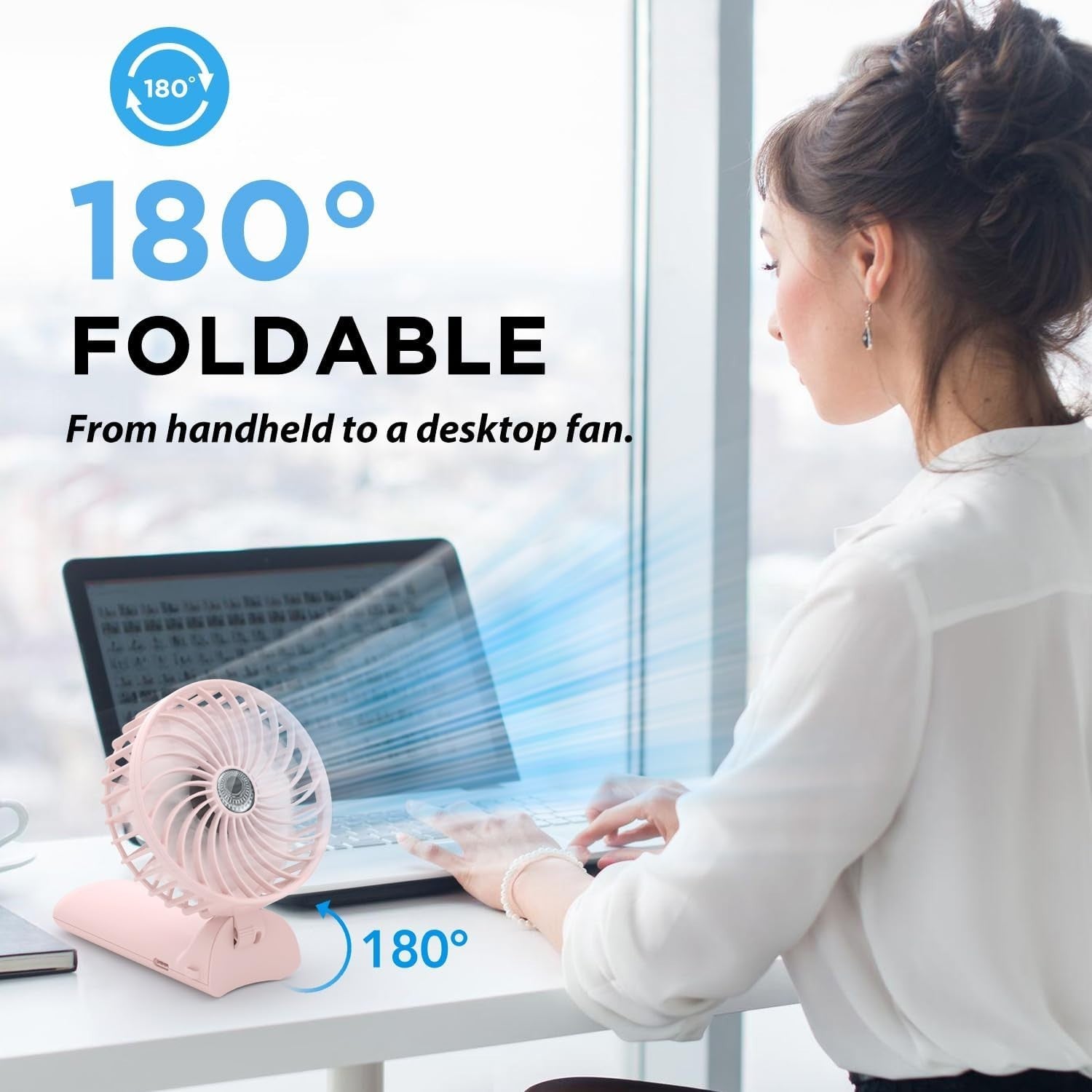 Lepwings Portable Mini Handheld Fan - Rechargeable Neck Hanging Fans with 16-Hou