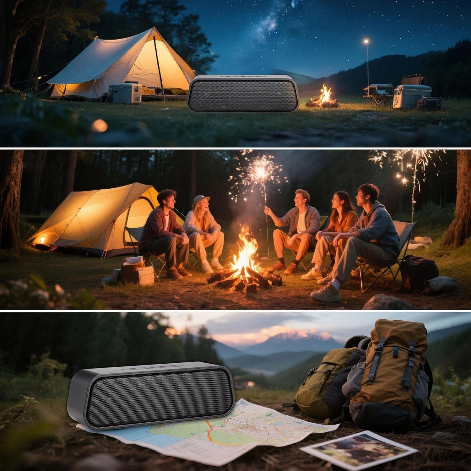 Bluetooth Speaker Wireless, Portable Speaker Stereo Sound Bluetooth 5.3 IPX7 Wat