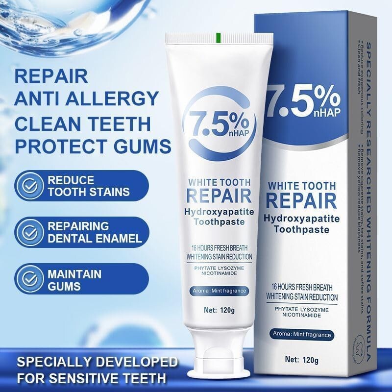 2Pcs Hydroxyapatite Toothpaste,Hydroxyapatite Toothpaste 7.5,Fluoride-Free Ename