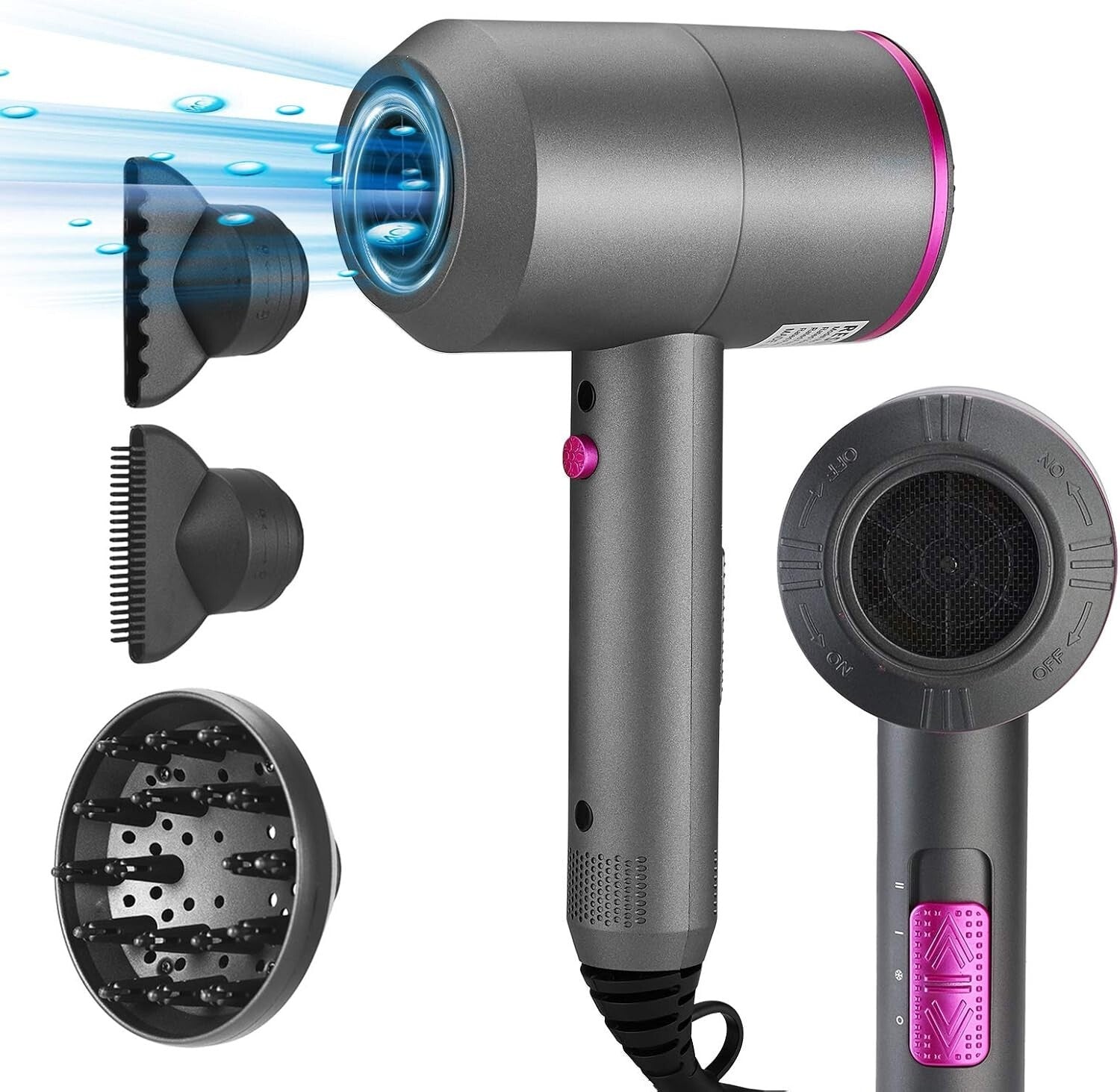 Ionic Hair Dryer, Hair Dryer with Diffuser 2000W Constant Temperature Cool Shot
