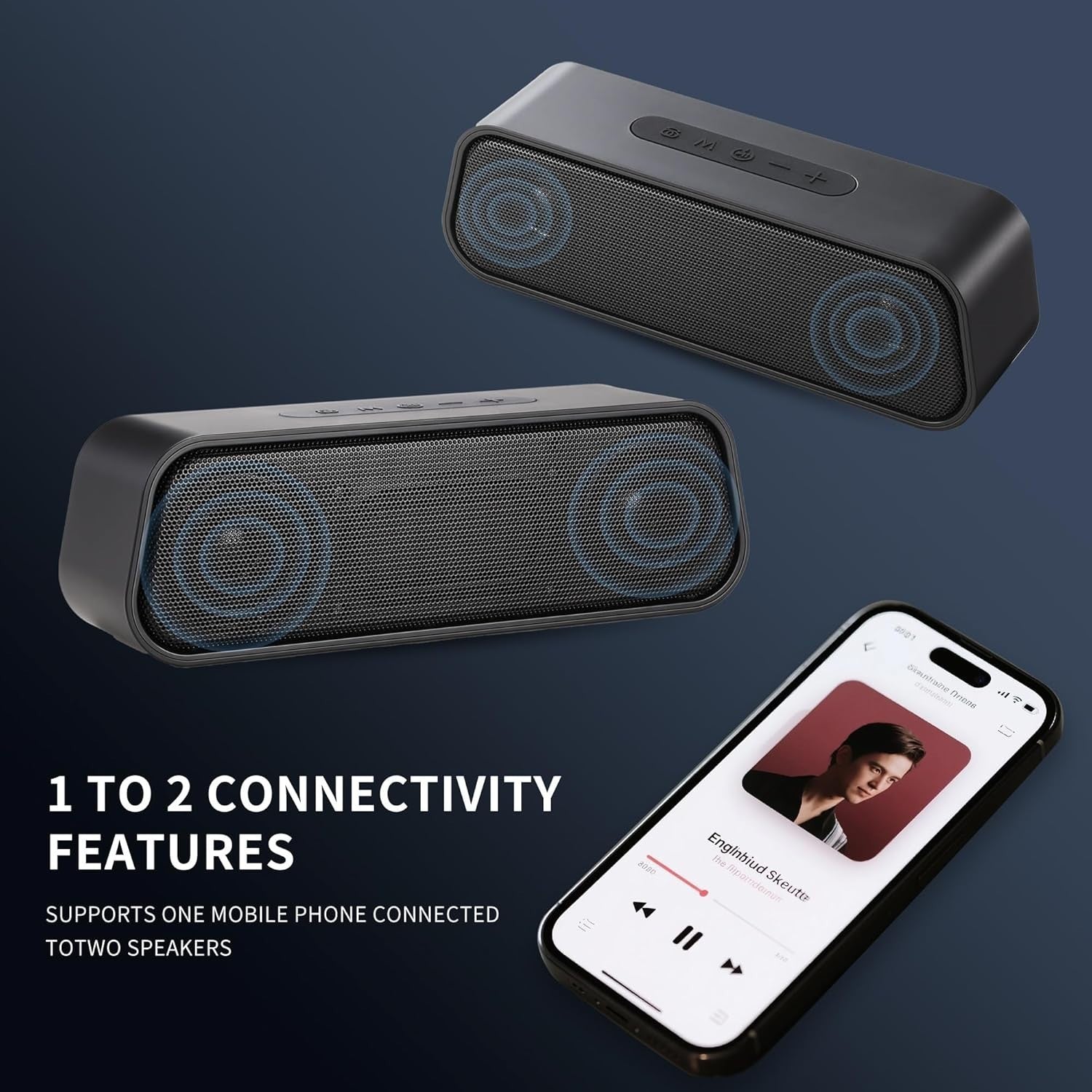 Bluetooth Speaker Wireless, Portable Speaker Stereo Sound Bluetooth 5.3 IPX7 Wat