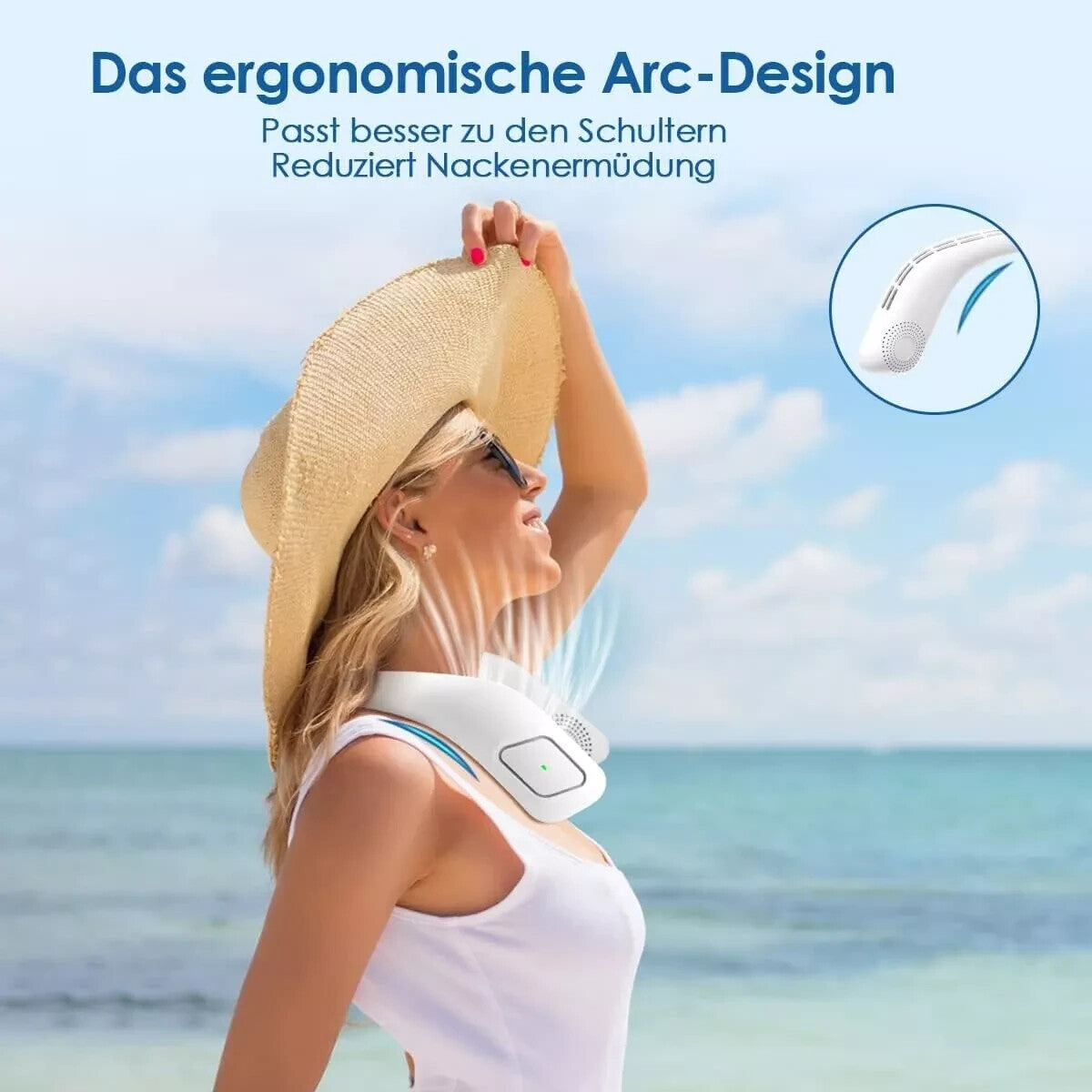 AJVV Portable Bladeless Neck Fan 3 Speeds USB Rechargeable Fan 4000mAh for Men