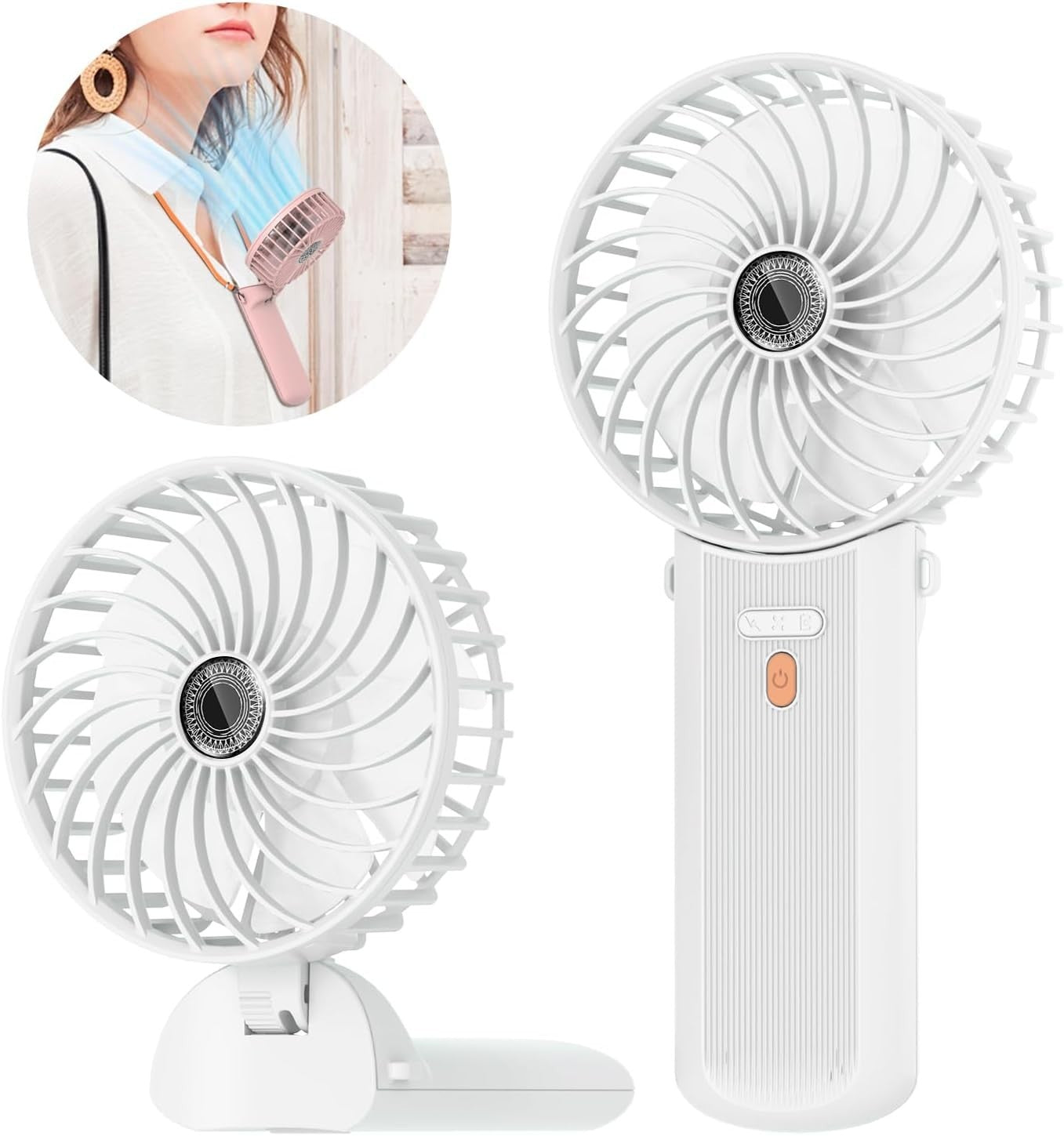 Lepwings Portable Mini Handheld Fan - Rechargeable Neck Hanging Fans with 16-Hou