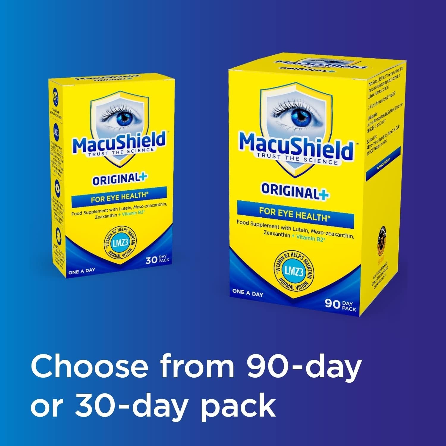 MacuShield Original Plus Capsules - 90-Day Pack, Eye Health Supplement* with Lutein Zeaxanthin and Meso-Zeaxanthin + Vitamin B2 (Riboflavin) which Helps Support Normal Vision, 90 Count (Pack of 1)