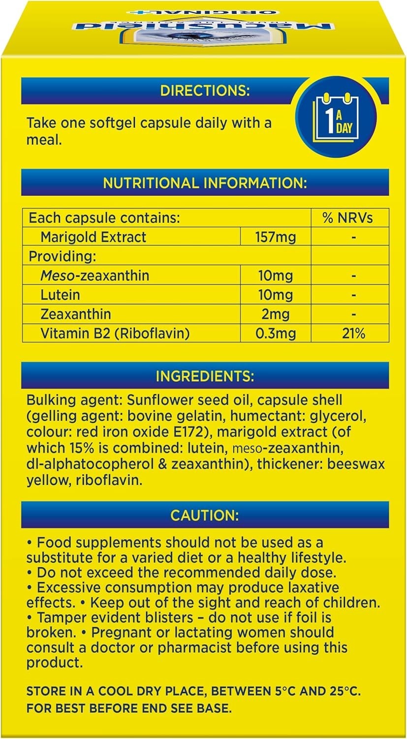 MacuShield Original Plus Capsules - 90-Day Pack, Eye Health Supplement* with Lutein Zeaxanthin and Meso-Zeaxanthin + Vitamin B2 (Riboflavin) which Helps Support Normal Vision, 90 Count (Pack of 1)