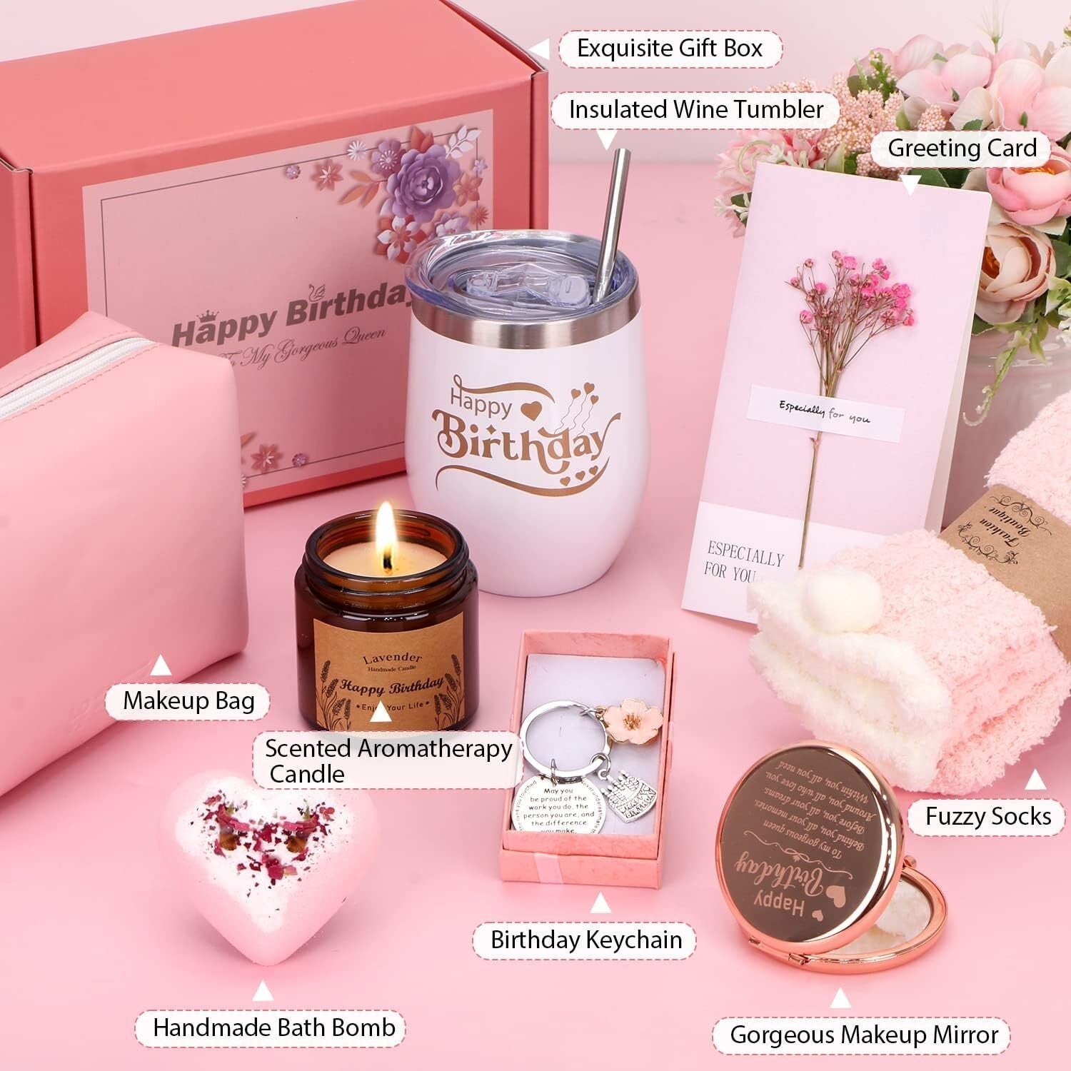 Birthday Gifts for Women, Unique Happy Birthday Hampers Pamper Gift Box for 203T