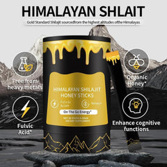 Shilajit Resin with Honey Sticks, 30 Sticks Individually wrapped - Gold Grade 10