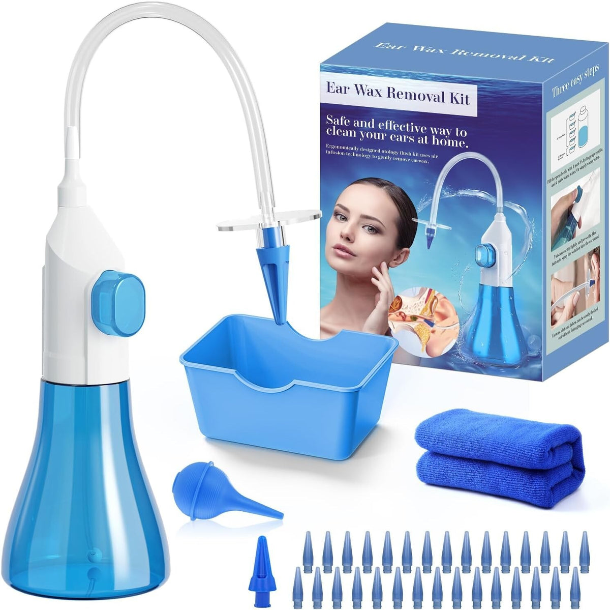 Ear Wax Removal Kit, XaYis Ear Cleaner, Ear Wax Remover with Soft Quad-Stream Ti