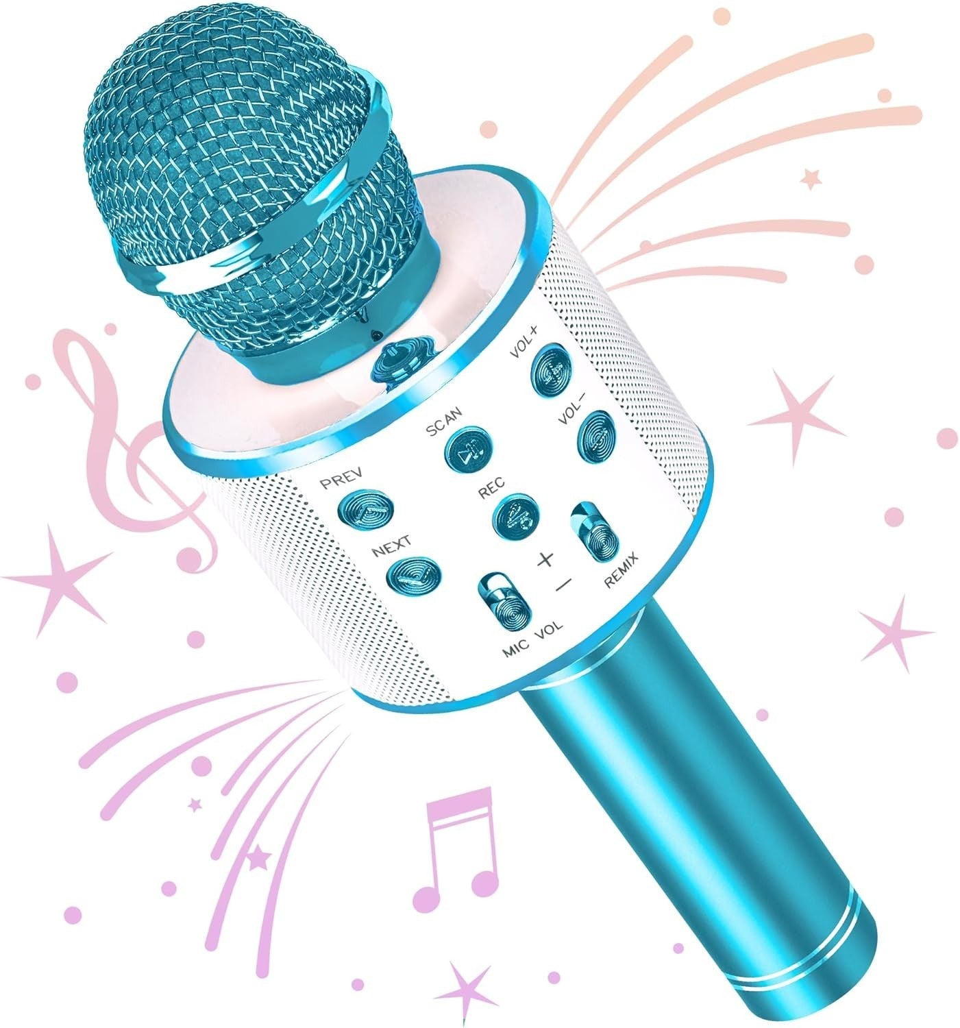 Wowstar Wireless Microphone, Karaoke Bluetooth Microphone for Kids Adults, Porta
