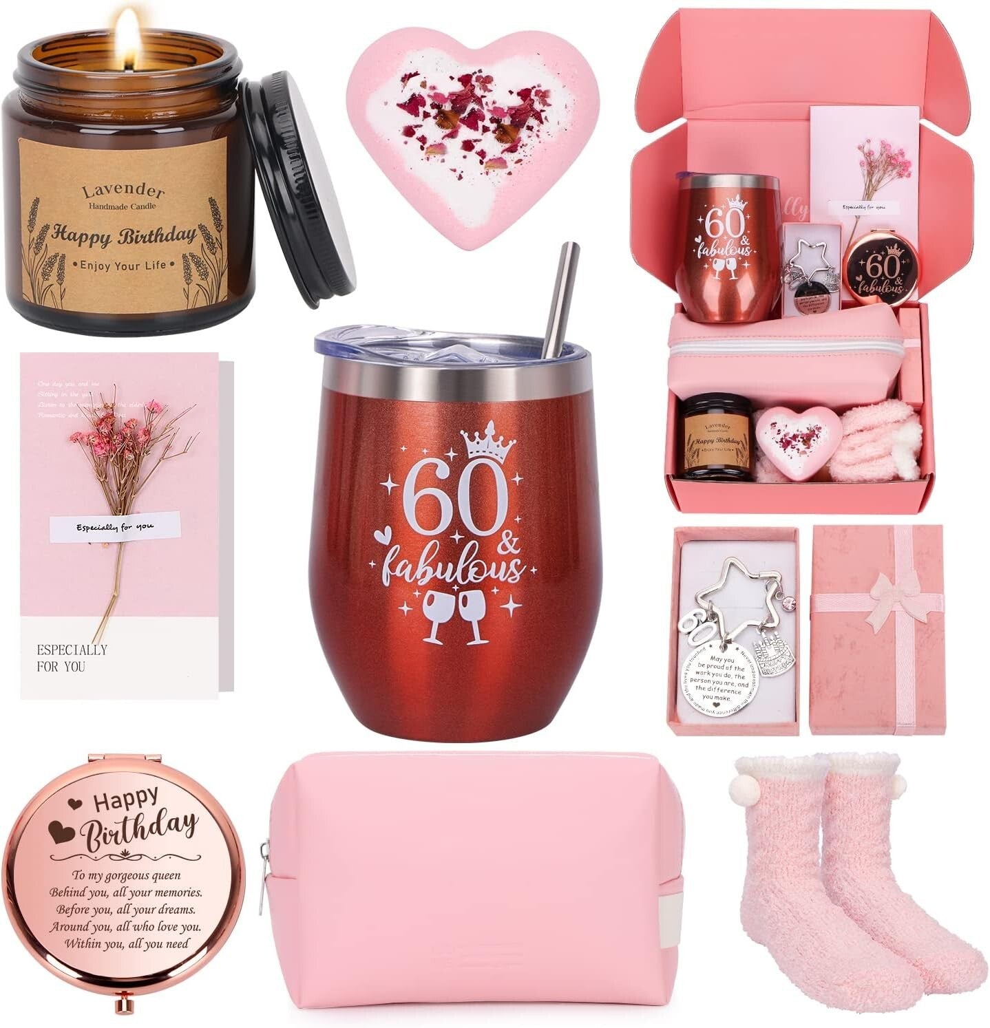 60th Birthday Gifts for Women, Personalised Birthday Hampers for Women TurniA9YB