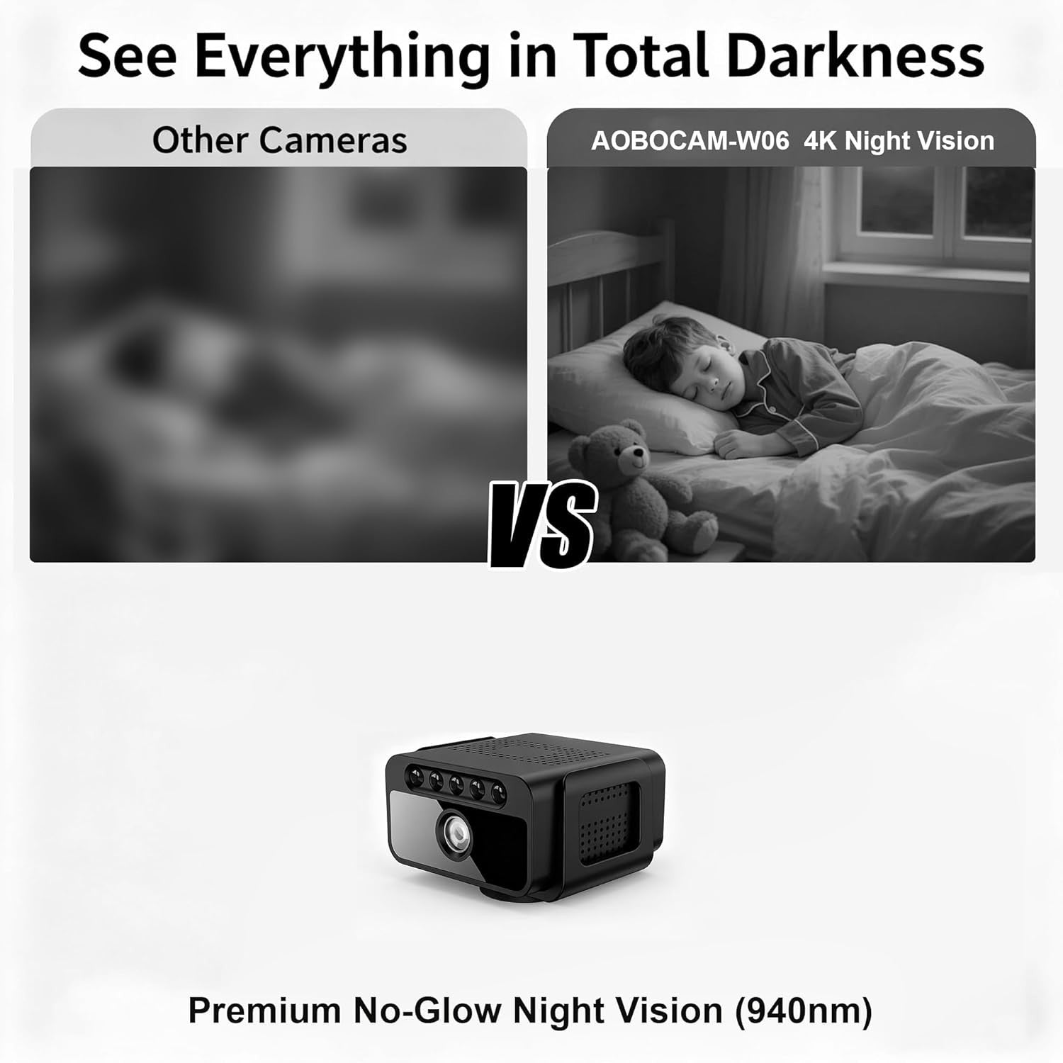 AOBOCAM Mini Camera 4K, Compact WiFi Camera Small Indoor Camera with Night V