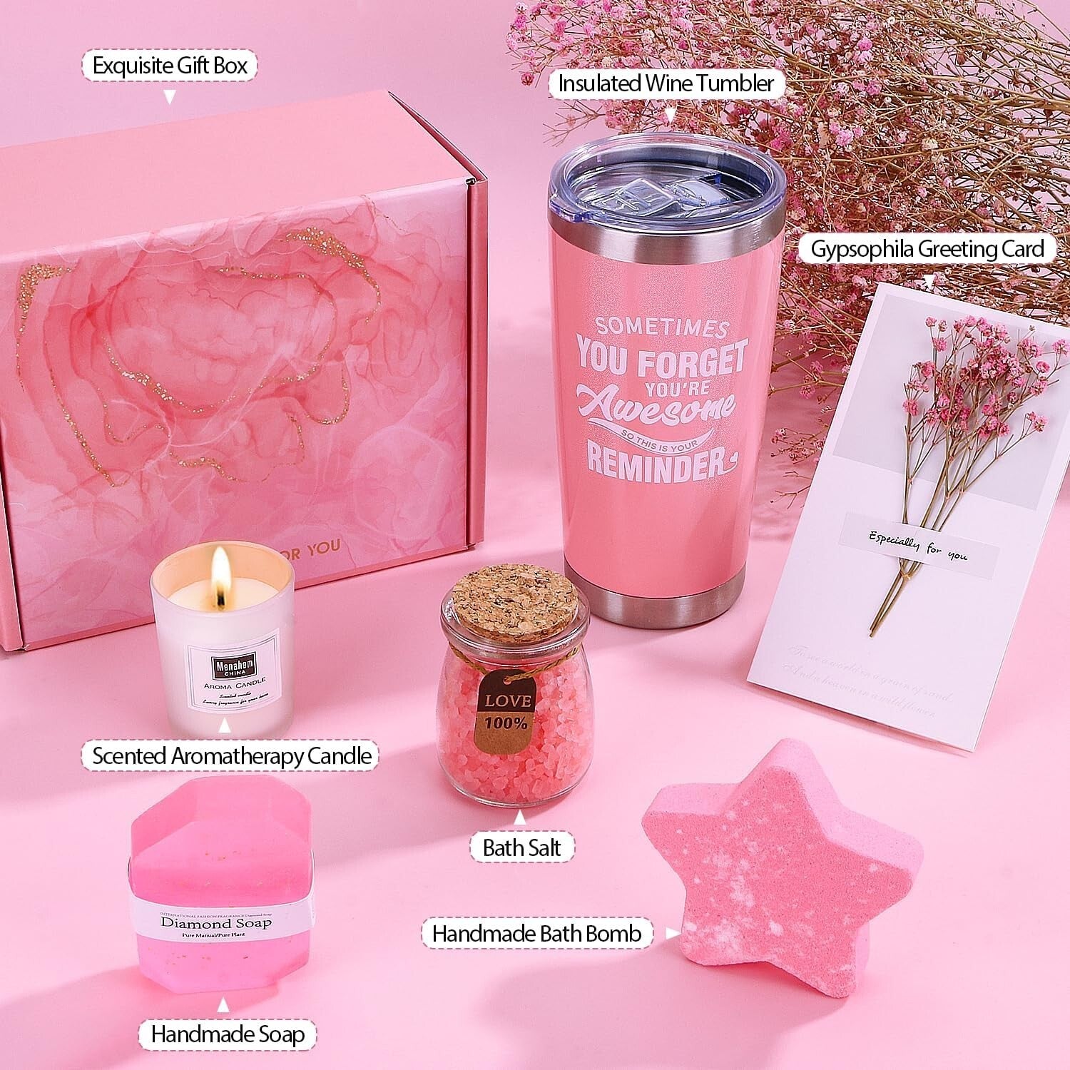 Birthday Pamper Gifts for Women, Unique Self Care Package Relaxation Spa Ba KXXP