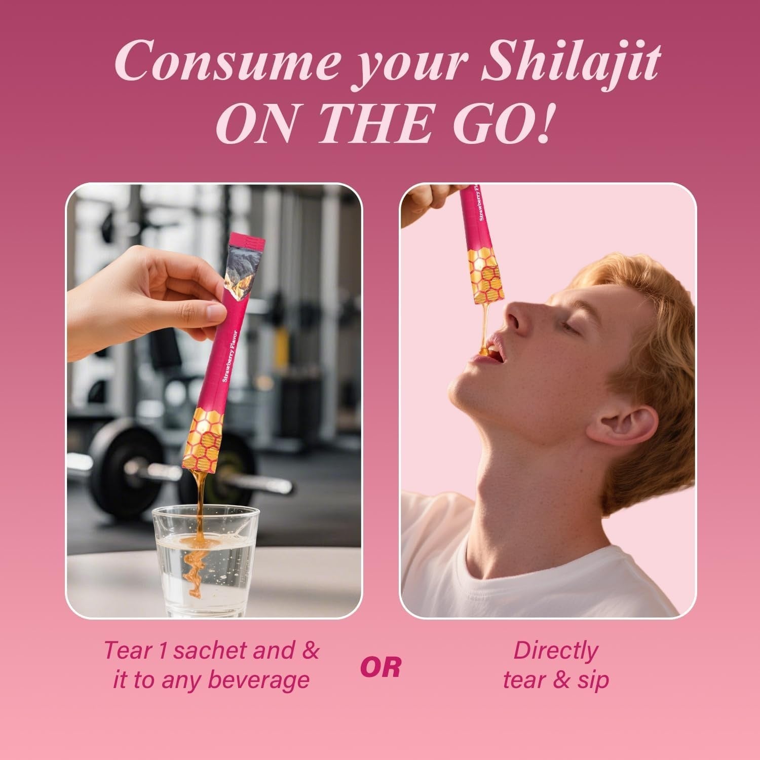 Shilajit Honey Sticks for Women - Strawberry Flavor | Hormone Balance & Natural